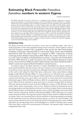 Estimating Black Francolin Francolinus Francolinus Numbers in Western Cyprus DEREK POMEROY