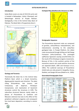 (2972-2) Introduction Sutlej Block Covers an Area of 2312.56 Sq Km and Is Located in Bahawalpur, Vehari, Khenewal