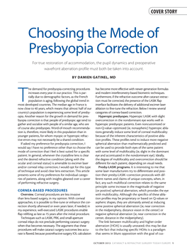 Choosing the Mode of Presbyopia Correction