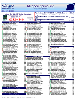 Bluepoint Price List