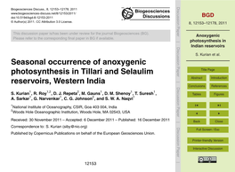 Anoxygenic Photosynthesis in Indian Reservoirs