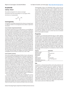 Acrylamide Mammography Cohort, the Netherlands Study on Diet and Can- Cer, a Cohort of Swedish Men, the U.S