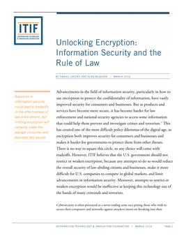 Unlocking Encryption: Information Security and the Rule of Law