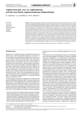 Gen. Nov. on &lt;I&gt; Juglandaceae&lt;/I&gt;, and the New Family