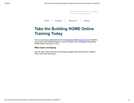 Take the Building HOME Online Training Today