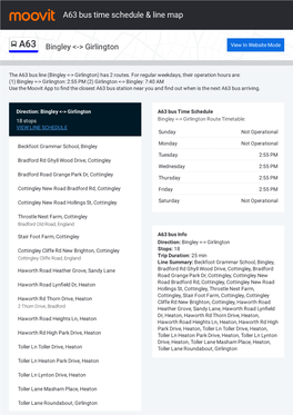 A63 Bus Time Schedule & Line Route