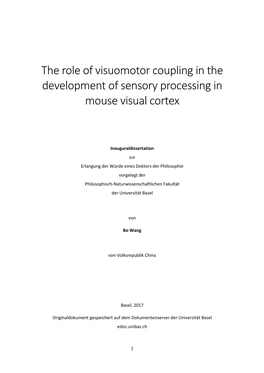 The Role of Visuomotor Coupling in the Development of Sensory Processing in Mouse Visual Cortex