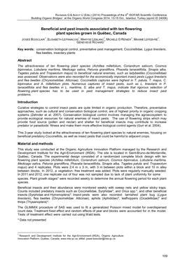 Beneficial and Pest Insects Associated with Ten Flowering Plant Species