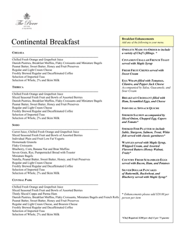 Continental Breakfast Add Any of the Following to Your Menu