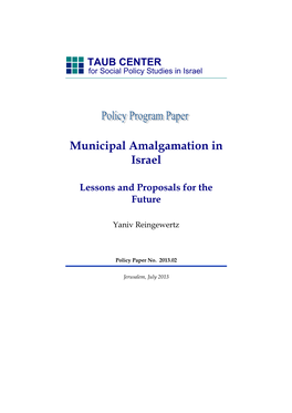 Municipal Amalgamation in Israel