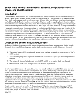 Rifle Internal Ballistics, Longitudinal Shock Waves, and Shot Dispersion