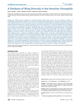 A Database of Wing Diversity in the Hawaiian Drosophila Kevin A