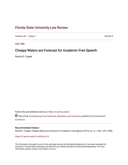 Choppy Waters Are Forecast for Academic Free Speech