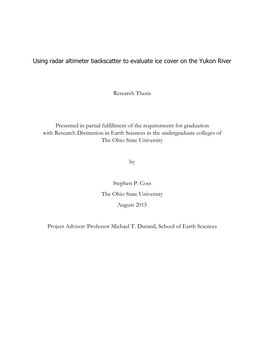 Using Radar Altimeter Backscatter to Evaluate Ice Cover on the Yukon River
