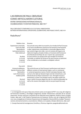 Las Derivas De Paul Groussac Como Articulador Cultural Entre Exposiciones Internacionales, Celebraciones Y Eventos Públicos, 1882-1911 1