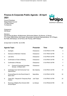 Finance & Corporate Public Agenda