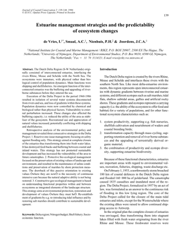 Estuarine Management Strategies and the Predictability of Ecosystem Changes - 139