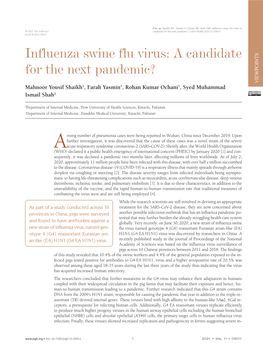 Influenza Swine Flu Virus: a Candidate for the Next Pandemic?