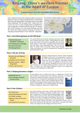 Part 1. East-West Gateway on the Silk Road Part 2. the Arc of Crisis Part 3