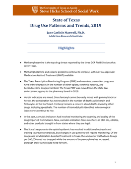 State of Texas Drug Use Patterns and Trends, 2019