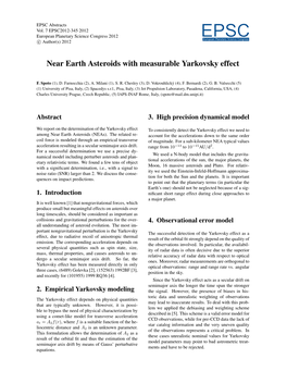 Near Earth Asteroids with Measurable Yarkovsky Effect