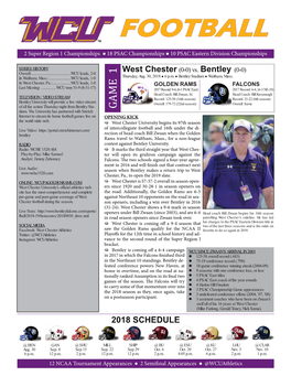 WCU 2018 Football Game Notes Bentley.Indd