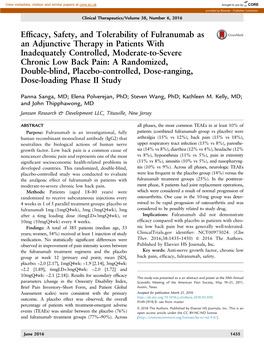 Efficacy, Safety, and Tolerability of Fulranumab As An