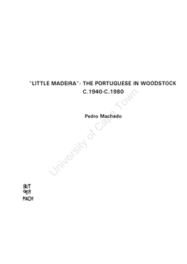 "Little MADEIRA"· the PORTUGUESE in WOODSTOCK C.1940-C.1980