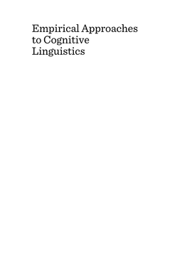 Empirical Approaches to Cognitive Linguistics