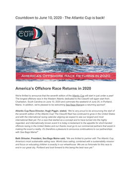 America's Offshore Race Returns in 2020