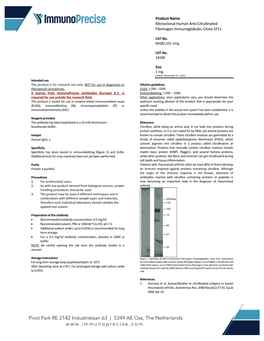 Product Name Monoclonal Human Anti-Citrullinated Fibrinogen Immunoglobulin, Clone 1F11