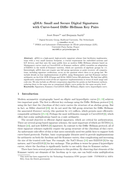 Qdsa: Small and Secure Digital Signatures with Curve-Based Diffie