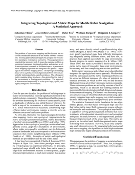 Integrating Topological and Metric Maps for Mobile Robot Navigation: a Statistical Approach