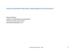 Advanced Quantitative Data Analysis: Methodology for the Social Sciences