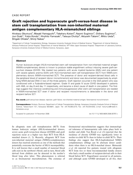 Graft Rejection and Hyperacute Graft-Versus-Host Disease in Stem