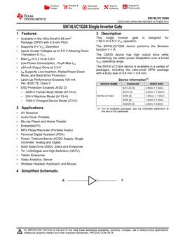 SN74LVC1G04 Single Inverter Gate Datasheet (Rev