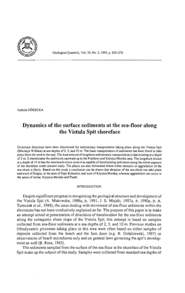 Dynamics of the Surface Sediments at the Sea-Floor Along the Vistula Spit Shoreface