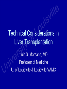 Technical Considerations in Liver Transplantation