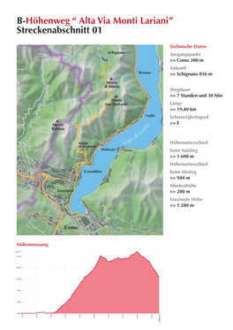 B-Höhenweg “ Alta Via Monti Lariani” Streckenabschnitt 01