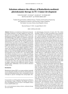 Selenium Enhances the Efficacy of Radachlorin Mediated- Photodynamic Therapy in TC-1 Tumor Development