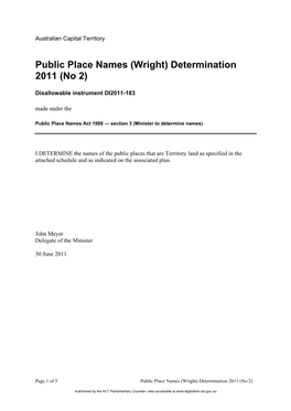 Wright) Determination 2011 (No 2)