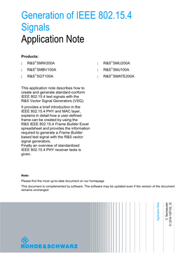 Application Note Generation of IEEE 802.15.4 Signals