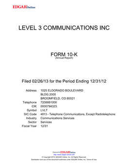 Level 3 Communications Inc