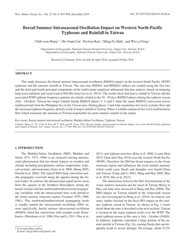 Boreal Summer Intraseasonal Oscillation Impact on Western North Pacific Typhoons and Rainfall in Taiwan