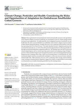 Climate Change, Pesticides and Health: Considering the Risks and Opportunities of Adaptation for Zimbabwean Smallholder Cotton Growers