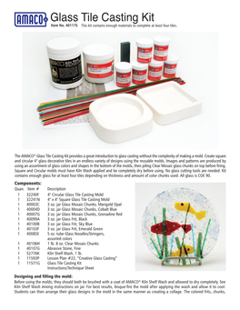 Glass Tile Casting Kit Provides a Great Introduction to Glass Casting Without the Complexity of Making a Mold