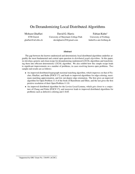 On Derandomizing Local Distributed Algorithms