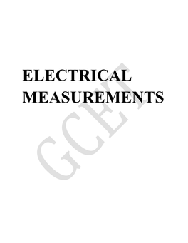 Electrical Measurements