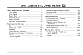 2007 Cadillac SRX Owner Manual M