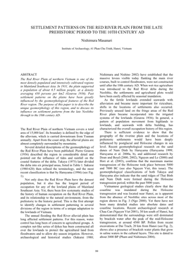 Settlement Patterns on the Red River Plain from the Late Prehistoric Period to the 10Th Century Ad